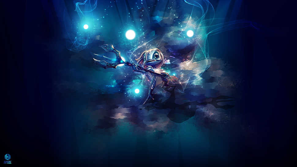 purple character holding trident digital wallpaper, League of Legends HD wallpaper