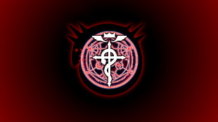 white and pink snake, cross, and crown logo, Full Metal Alchemist, Fullmetal Alchemist: Brotherhood, symbols