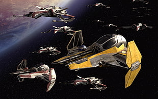 yellow and gray planes digital wallpaper, Star Wars, space, movies, spaceship