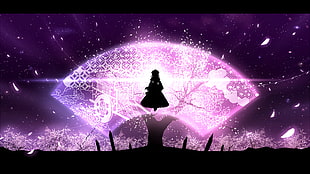 silhouette of female artwork, Touhou, Saigyouji Yuyuko, anime