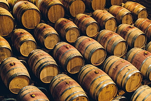 brown wine barrel lot