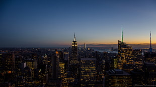 Empire State Building, New York, city, lights