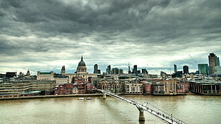 gray bridge, Millennium Bridge, London, England, city