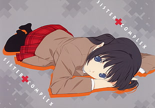 anime woman lying on floor digital fan art