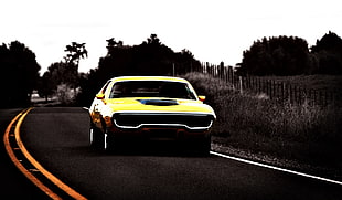 yellow and black muscle car, vehicle, car, muscle cars, Plymouth GTX