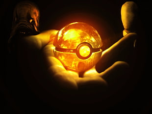 Pokeball digital wallpaper, hands, Pokémon, ball, dark
