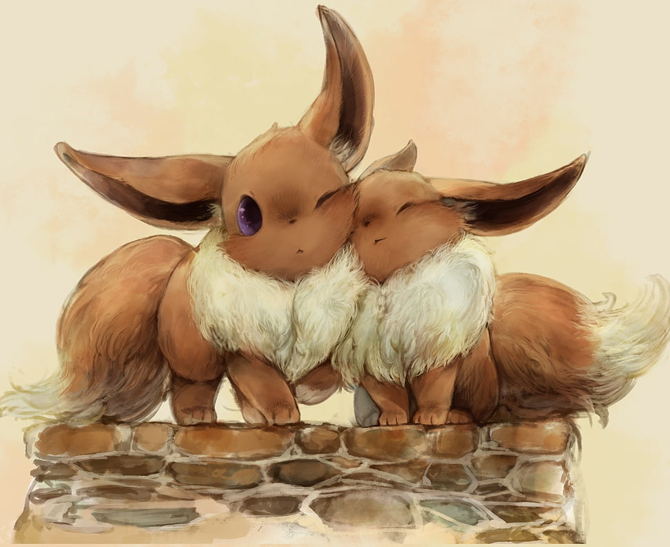 Eevee illustration, Pokémon, anime, Eevee HD wallpaper