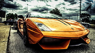 orange Lamborghini Gallardo, Lamborghini, orange, filter, car