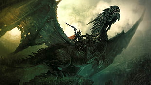 dragon, crown, fantasy art HD wallpaper