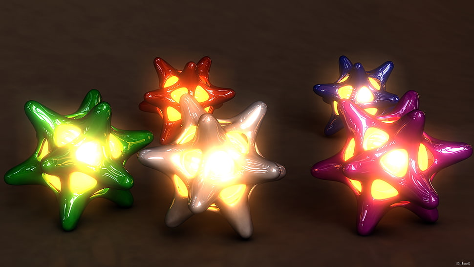 five assorted color LED ball lights HD wallpaper
