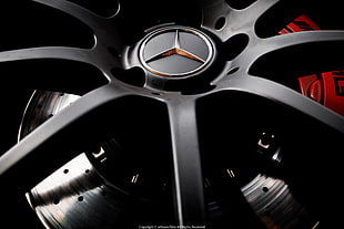 black Mercedes-Benz vehicle wheel, Mercedes-Benz C63 AMG, car, Mercedes-Benz, C63 AMG