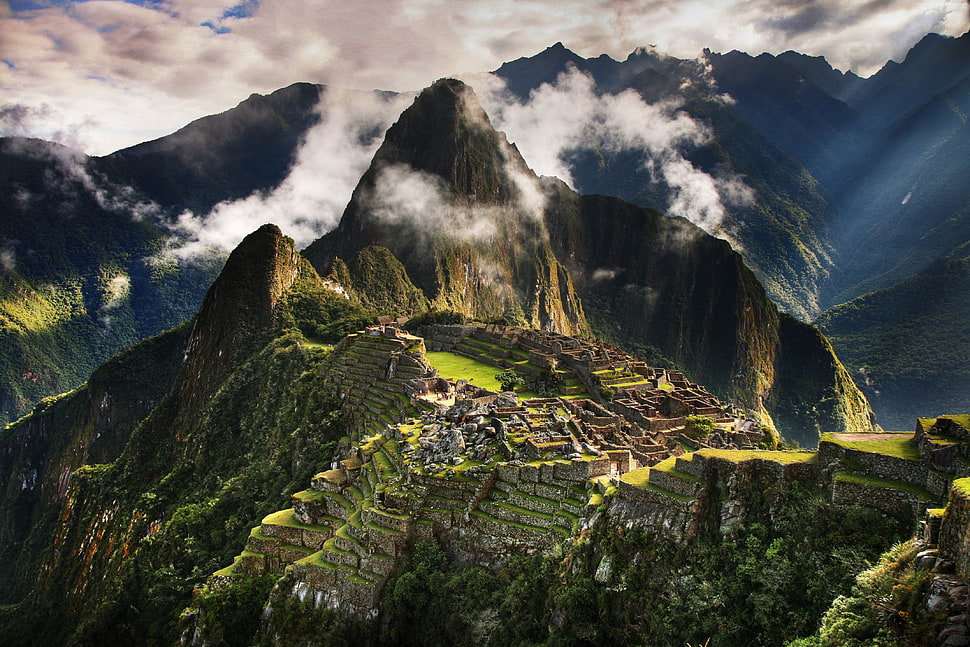 aerial photography of Machu Picchu Peru HD wallpaper