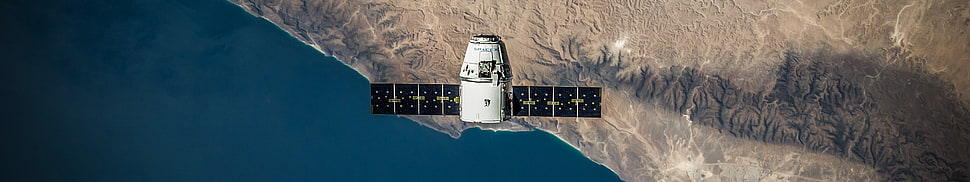 white and black space satellite, space, satellite, rocket, SpaceX HD wallpaper