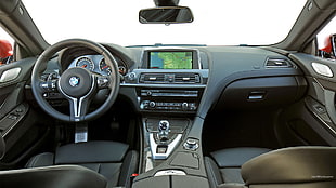 black BMW interior, BMW M6, coupe, BMW, car interior