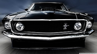 black car, ford mustang 1969, old car, sports car