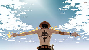 One Piece Fire Piece Ace digital wallpaper