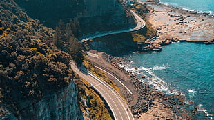 seaside highway, road, photography HD wallpaper