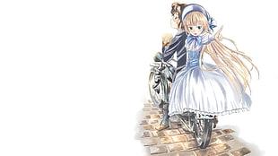 female anime character riding black motorcycle, Gosick, Kazuya Kujou, bicycle, anime