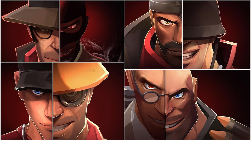 male anime characters, Team Fortress 2, collage, video games HD wallpaper