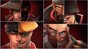 male anime characters, Team Fortress 2, collage, video games