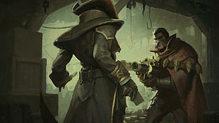 male character holding gun digital wallpaper, League of Legends, Graves, Twisted Fate