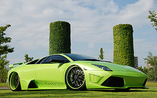 green sports coupe, car, Lamborghini, tuning, Lamborghini Murcielago HD wallpaper