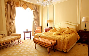 brown bedroom furniture set HD wallpaper