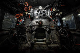 gray tank engine control room, train