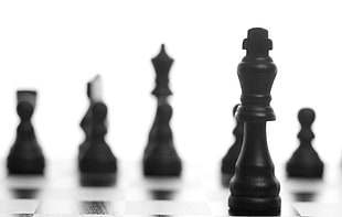 selective focus photography of King black chess piece HD wallpaper