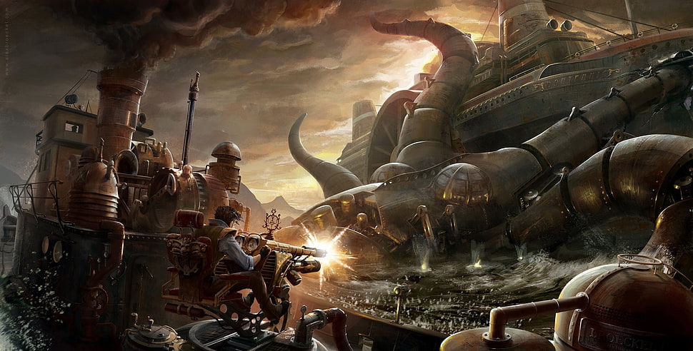 game application 3D wallpaper, steampunk, artwork HD wallpaper