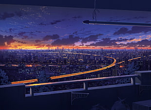 city digital wallpaper, anime, city, Japan, road