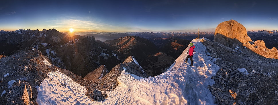 mountain range, landscape, nature, Dolomites (mountains), sunset HD wallpaper