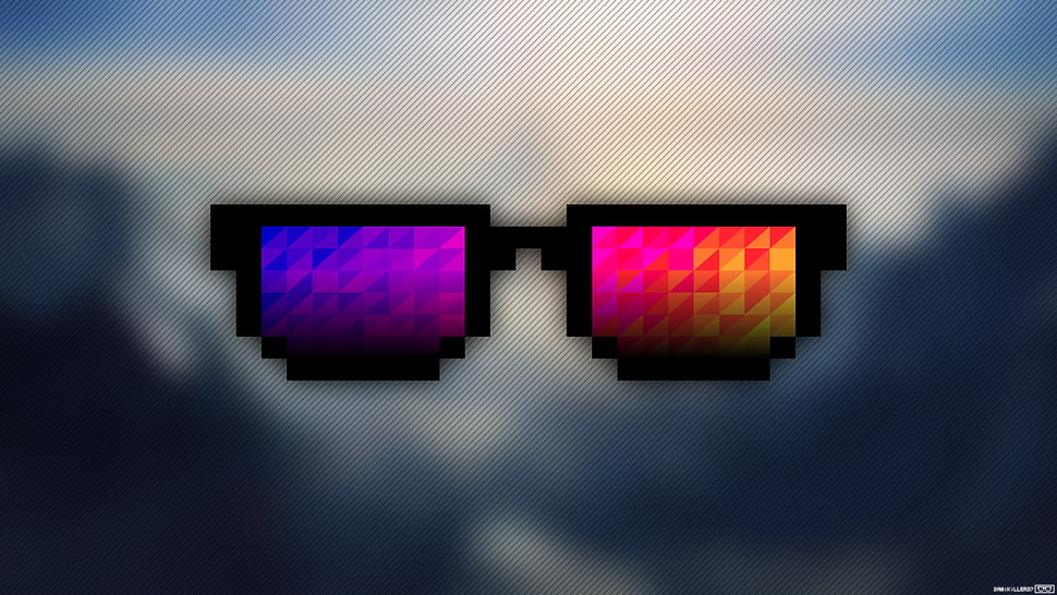 red and blue graphic sunglasses, pixel art, Trixel, glasses HD wallpaper