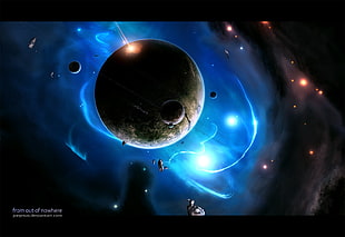 black planet concept art, JoeyJazz, spacescapes, science fiction, planet HD wallpaper