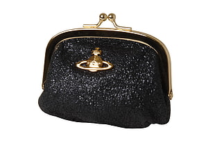 women's black and gold-colored purse