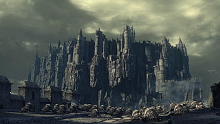 black concrete Castle digital artwork, Dark Souls III, video games, Lothric, pilgrims