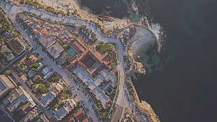 photo of city, beach, aerial view HD wallpaper