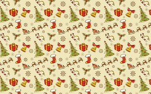 white and red Christmas-theme digital wallpaper, Christmas, New Year