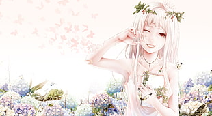 white dressed female anime character