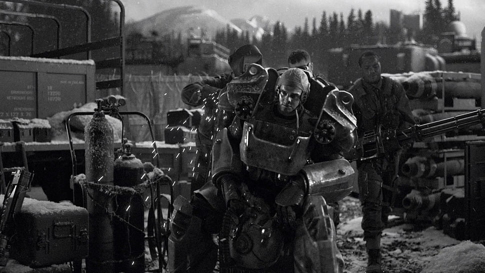 solider grayscale photo, Fallout 4, Fallout HD wallpaper