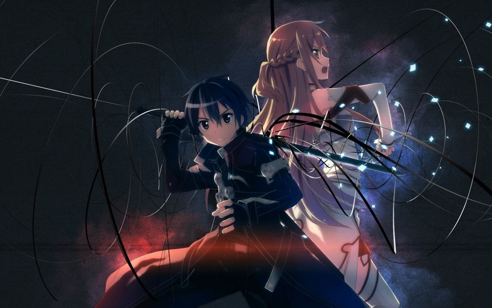 Sword Art Online Kirito and Asuna, Sword Art Online, anime, fan art, Yuuki Asuna
