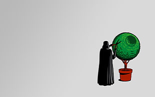 Darth Vader cutting round topiary illustration