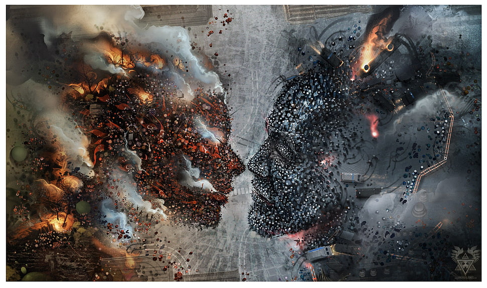 two faces wallpaper, digital art, face HD wallpaper