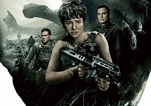 woman carrying a gun movie poster HD wallpaper