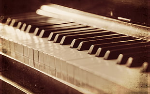 grayscale photography of grand piano