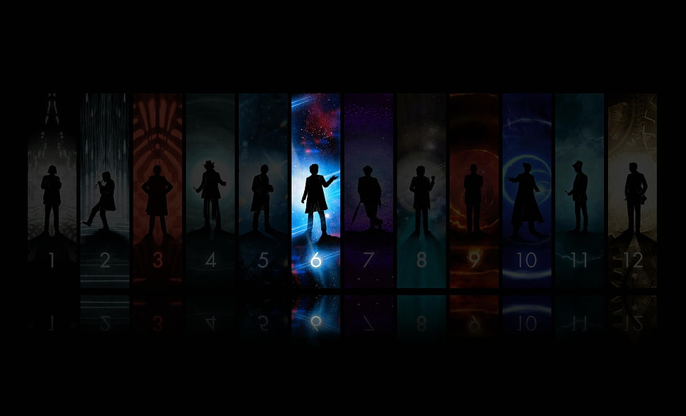 assorted book series, Doctor Who, reflection HD wallpaper