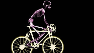 skeleton biking digital wallpaper, skeleton, x-rays, bicycle, people