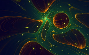 green and yellow illustration, abstract, fractal, digital art