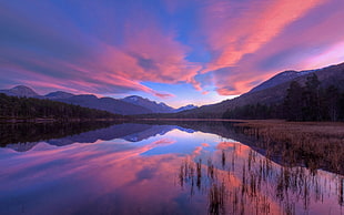 body of water, landscape, water, clouds, reflection