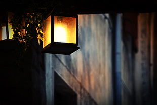 square black metal framed electric lantern